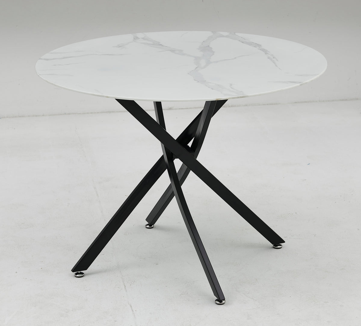 Table à manger Olivia ronde transparent pied chrome – vue 7