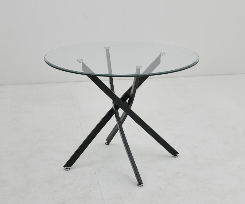 Table à manger Olivia ronde transparent pied chrome – vue 9