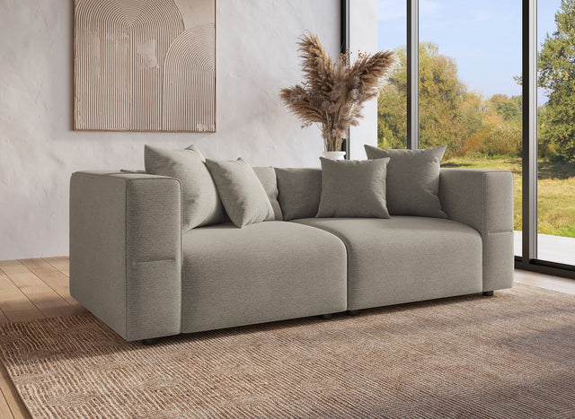 EVELYNE Canapé 3 places en tissu taupe EVELYNE
