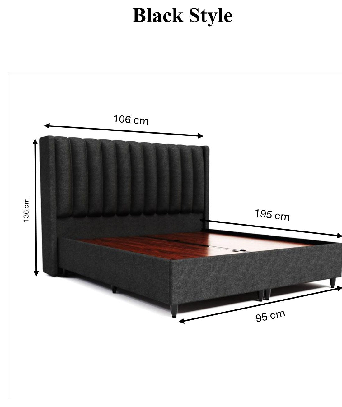 Lit coffre BLACK STYLE - Dimensions 90x190
