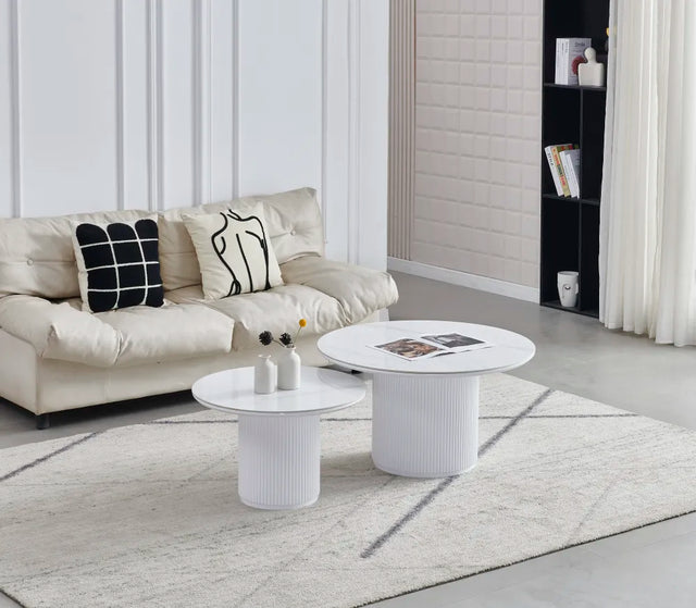 Table basse Gigogne duo pila MDF travertin 60-80cm - TBA