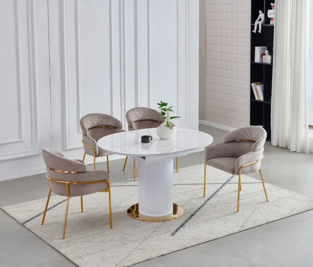 Table à manger à rallonge Sofia pied doré 125-165cm – vue 2