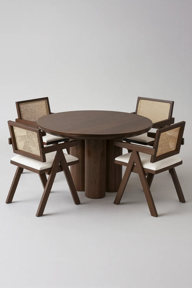 Table à manger ronde Maya MDF travertin ⌀ 110cm - TB09