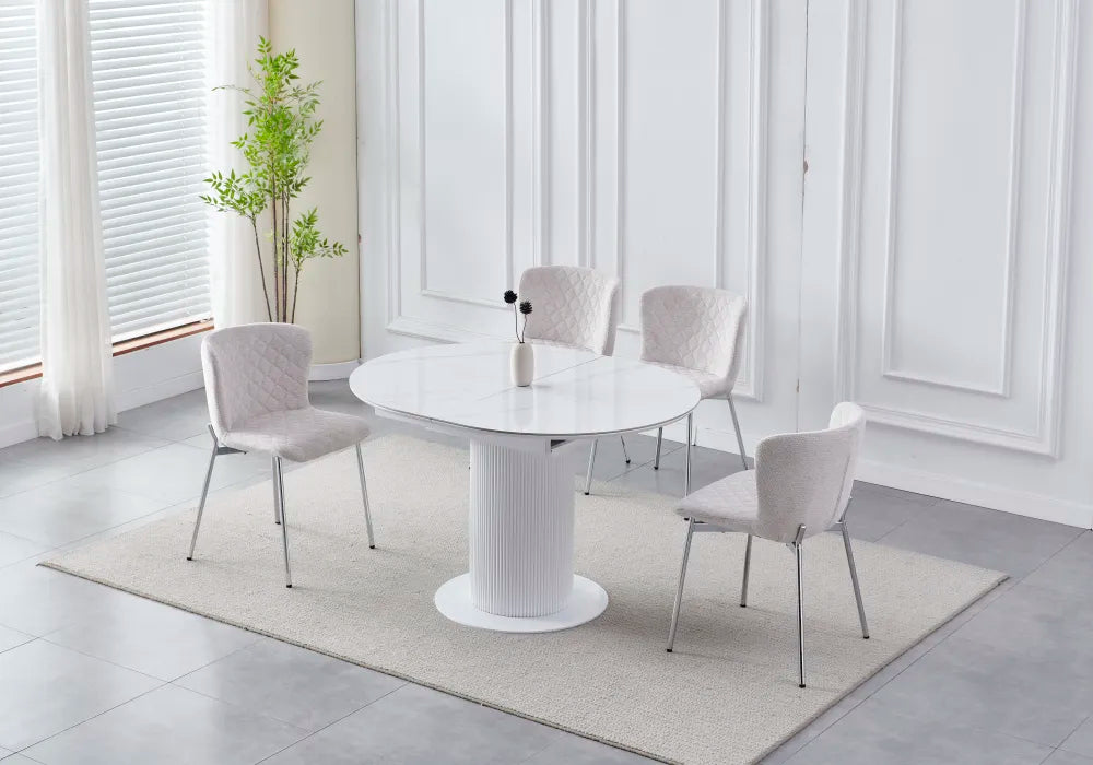 Table à manger à rallonge Sofia pied blanc 125-165cm – vue 2