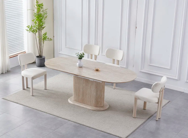 Table à manger à rallonge Vanessa céramique travertin 160-200cm - TB24T