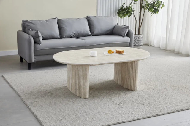 Table basse Joséphine céramique travertin 120cm - TBA2