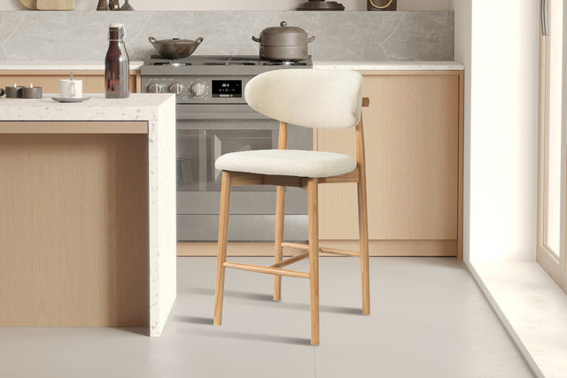 Chaise de comptoir Clara Frêne Naturel Ote Milan 103 Beige - vue 2
