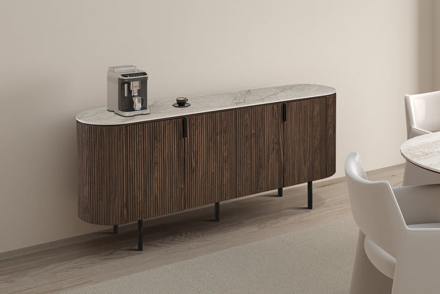 Bahut Vigo 200 cm Décor Chêne Foncé Shakespear Beige