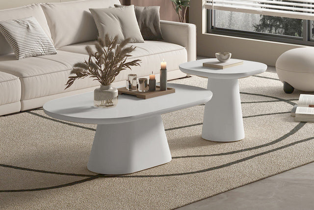 Table basse Tavira 120 cm Ovale Ciment Ecru - vue 2