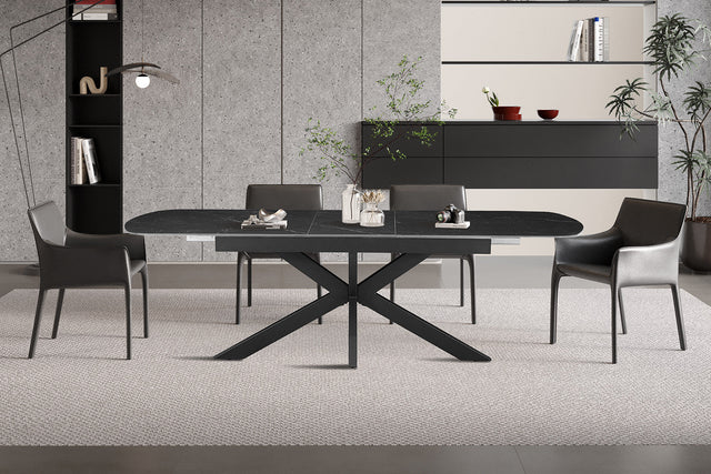 Table extensible Hestia 180-220 cm Ovale Danoise Pierre Noir - vue 2