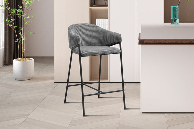 Chaise de comptoir Hugo Corduroy Gris foncé - vue 2