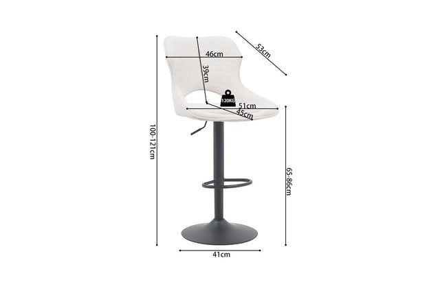 Chaise de bar Mori - dimensions