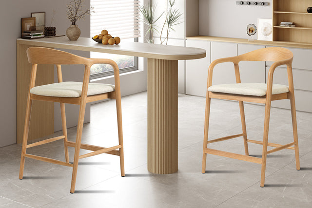 Chaise de comptoir Claire Frêne Naturel Milan 103 Beige