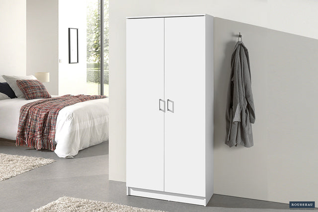 Armoire de rangement Ray 2 portes 4 étagères Blanc