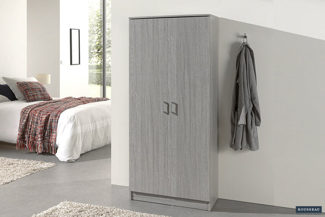 Armoire de rangement Ray 2 portes 4 étagères Chêne gris