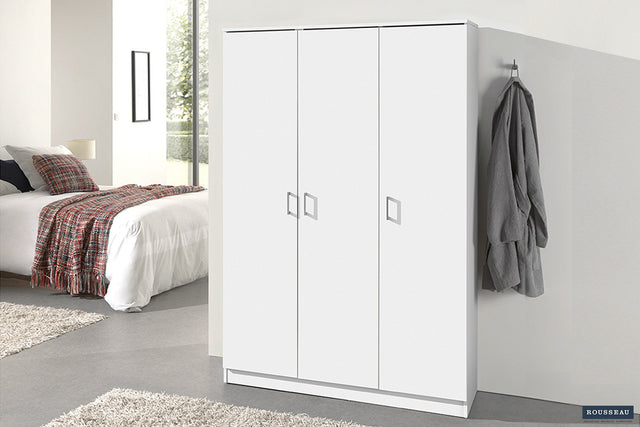 Armoire de rangement Ray 3 portes 4 étagères Blanc