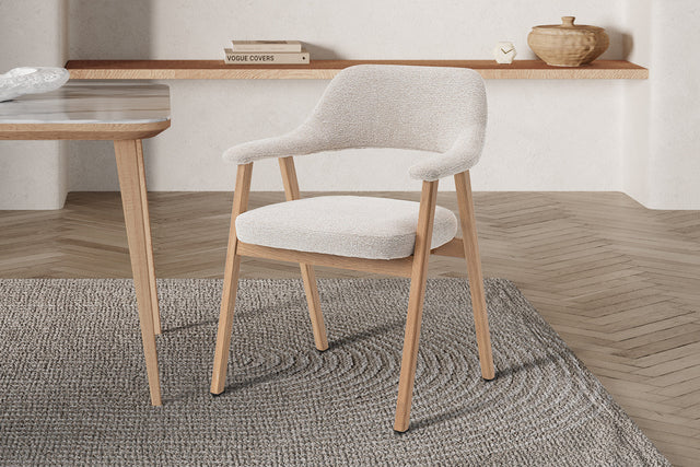 Chaise Coralie Chêne Massif Tissu Ote Milan 103 Beige - vue 2