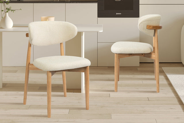 Chaise Clara Frêne Naturel Tissu Ote Milan 103 Beige