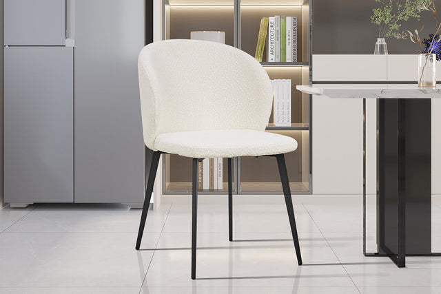 Chaise Toledo Bouclé Blanc - vue 2