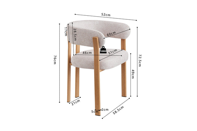 Chaise Julia - dimensions