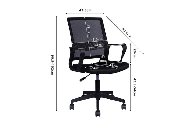 Chaise de bureau Dylan - dimensions