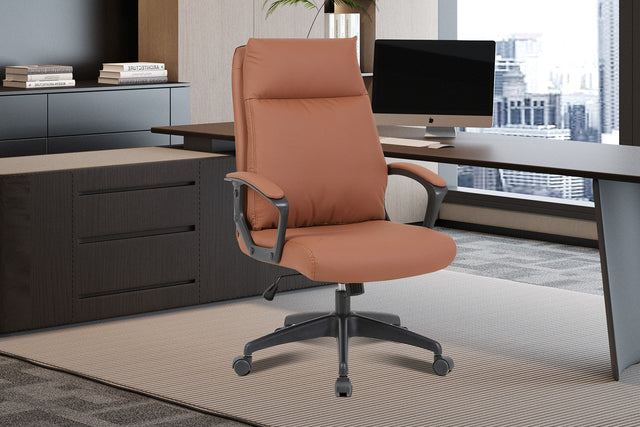 Chaise de bureau Samuel PU nylon Cognac