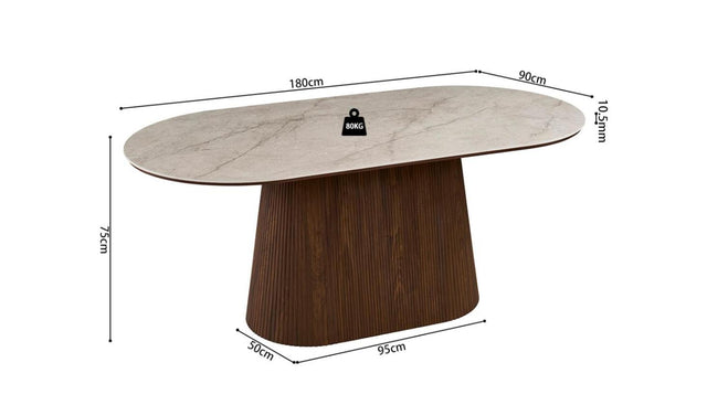 Table 'Vigo' 180 cm Ovale Décor Chêne Foncé Shakespear Beige - 52180_6