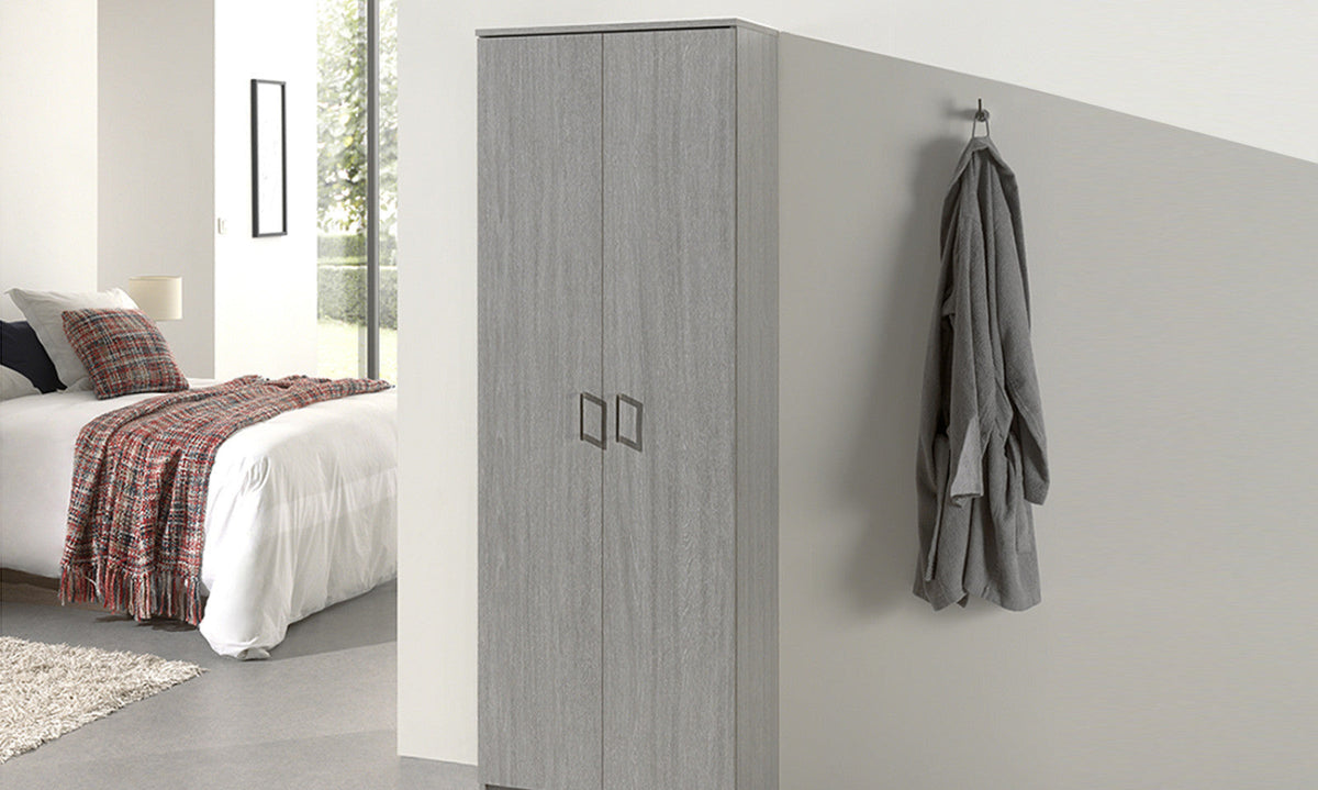Armoire de rangement Ray – Chêne gris, 2 portes – 60 × 180 cm – vue 2