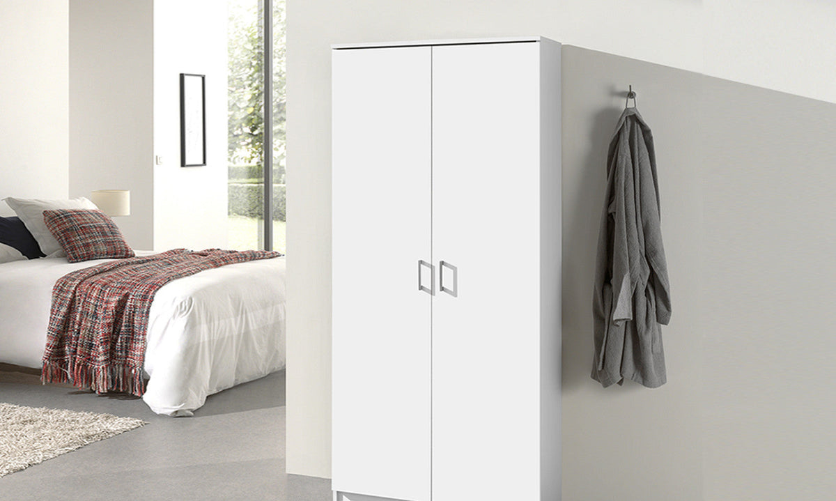 Armoire de rangement Ray – Blanc, 2 portes – 80 × 180 cm – vue 2