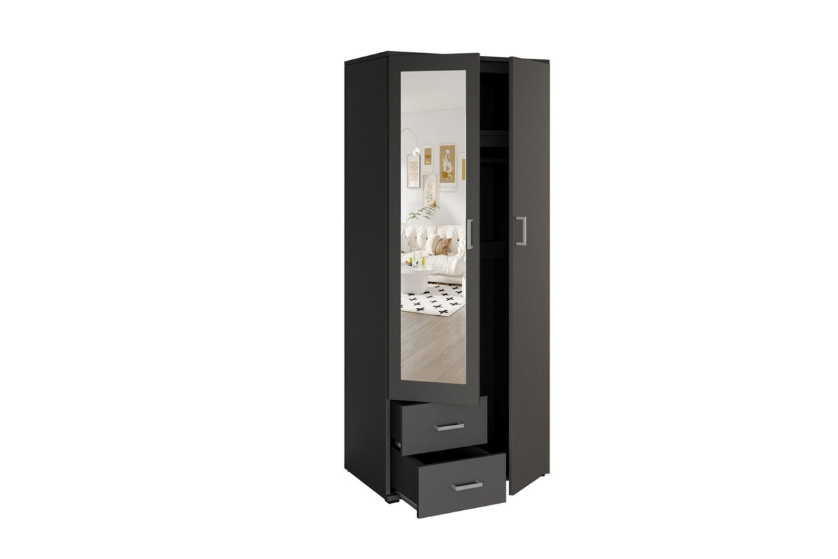 Armoire Marc – Gris foncé, 2 portes – 80 × 185 cm – vue 3