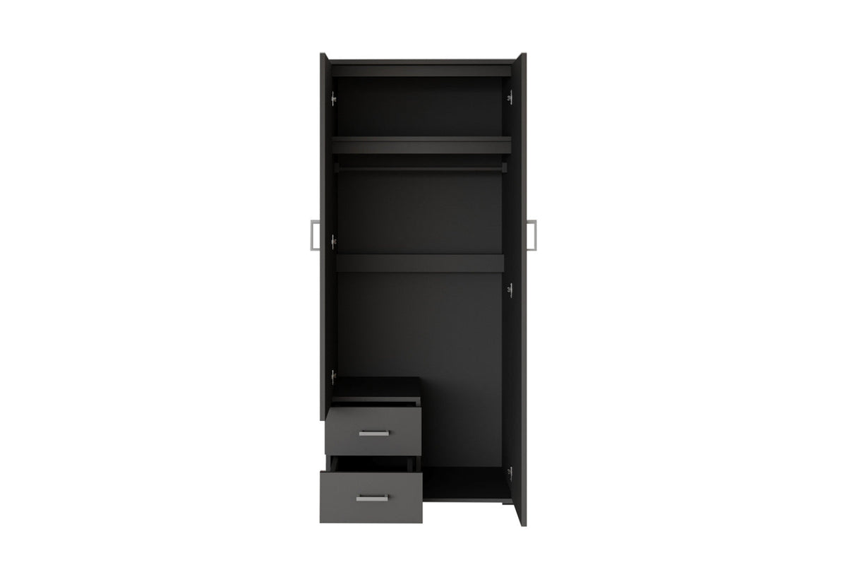 Armoire Marc – Gris foncé, 2 portes – 80 × 185 cm – vue 5