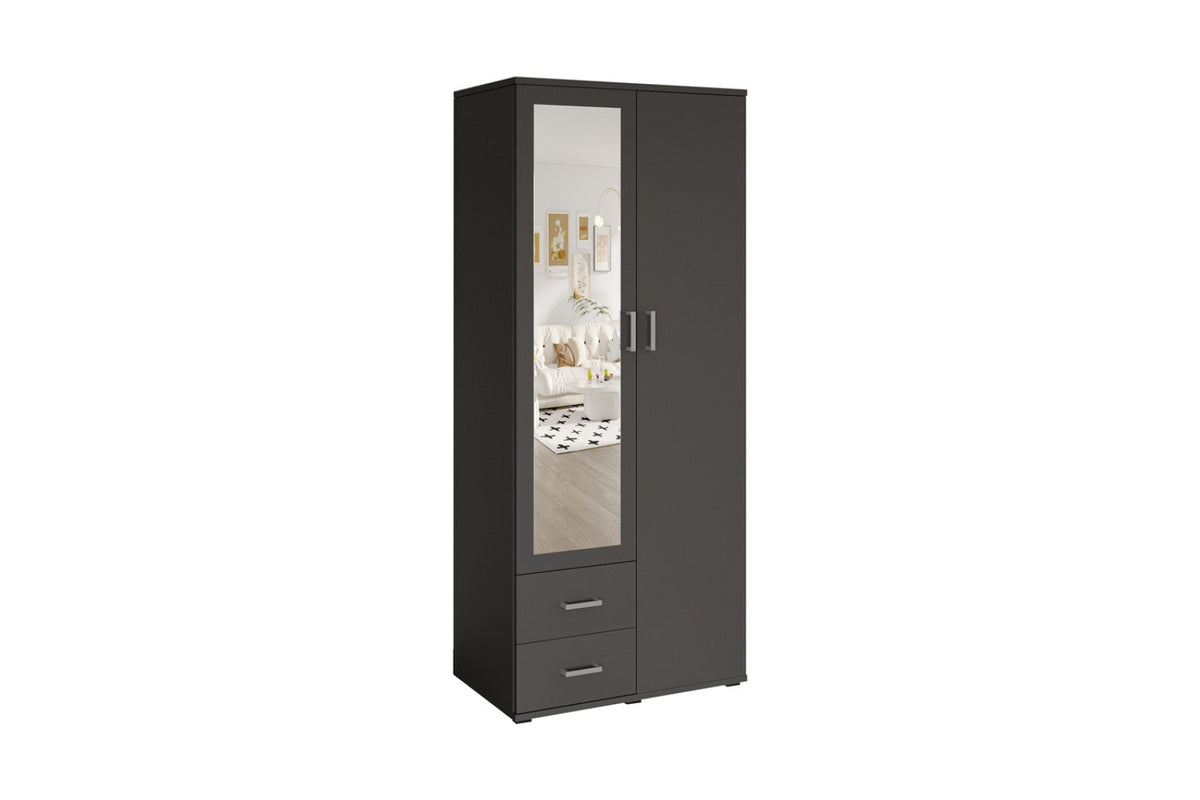 Armoire Marc – Gris foncé, 2 portes – 80 × 185 cm – vue principale
