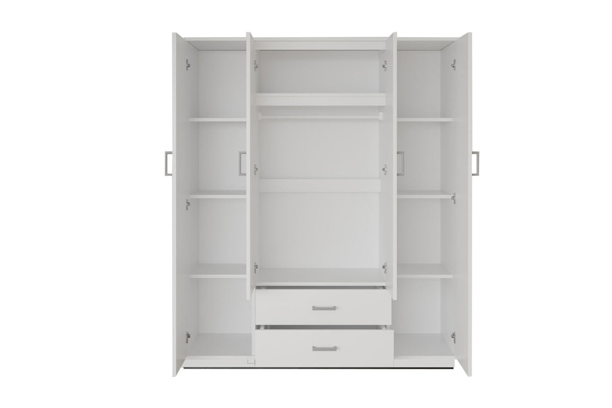 Armoire Marc – Blanc, 4 portes – 160 × 185 cm – vue 5