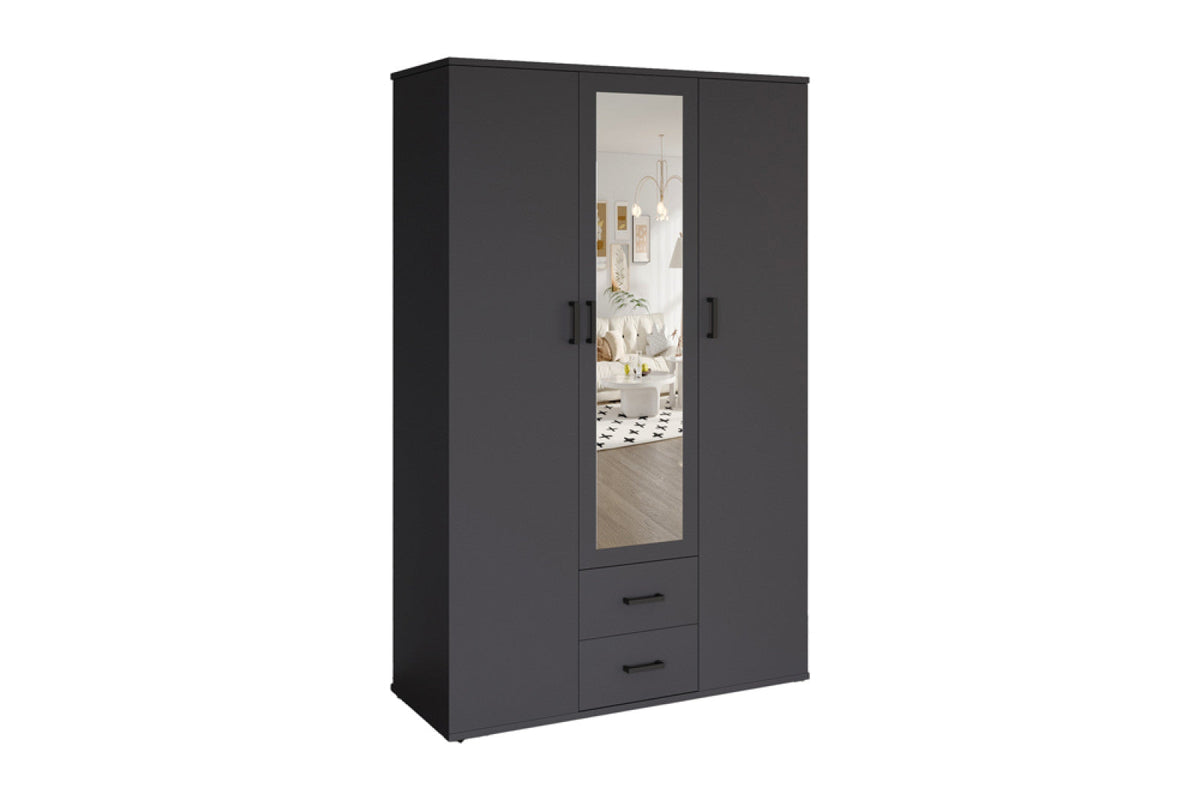 Armoire Marc – Gris foncé, 3 portes – 120 × 185 cm – vue principale