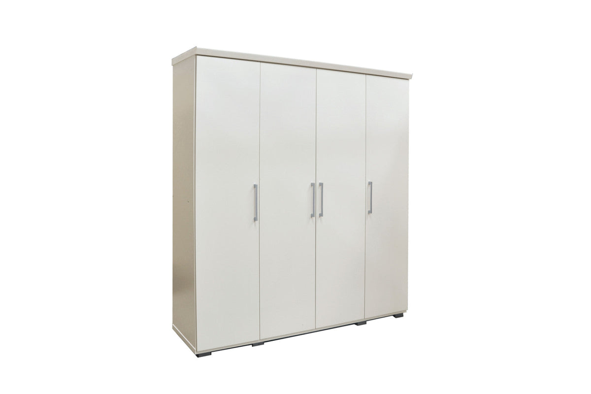 Armoire Mike – Blanc, 4 portes – 160 × 183 cm – vue 3