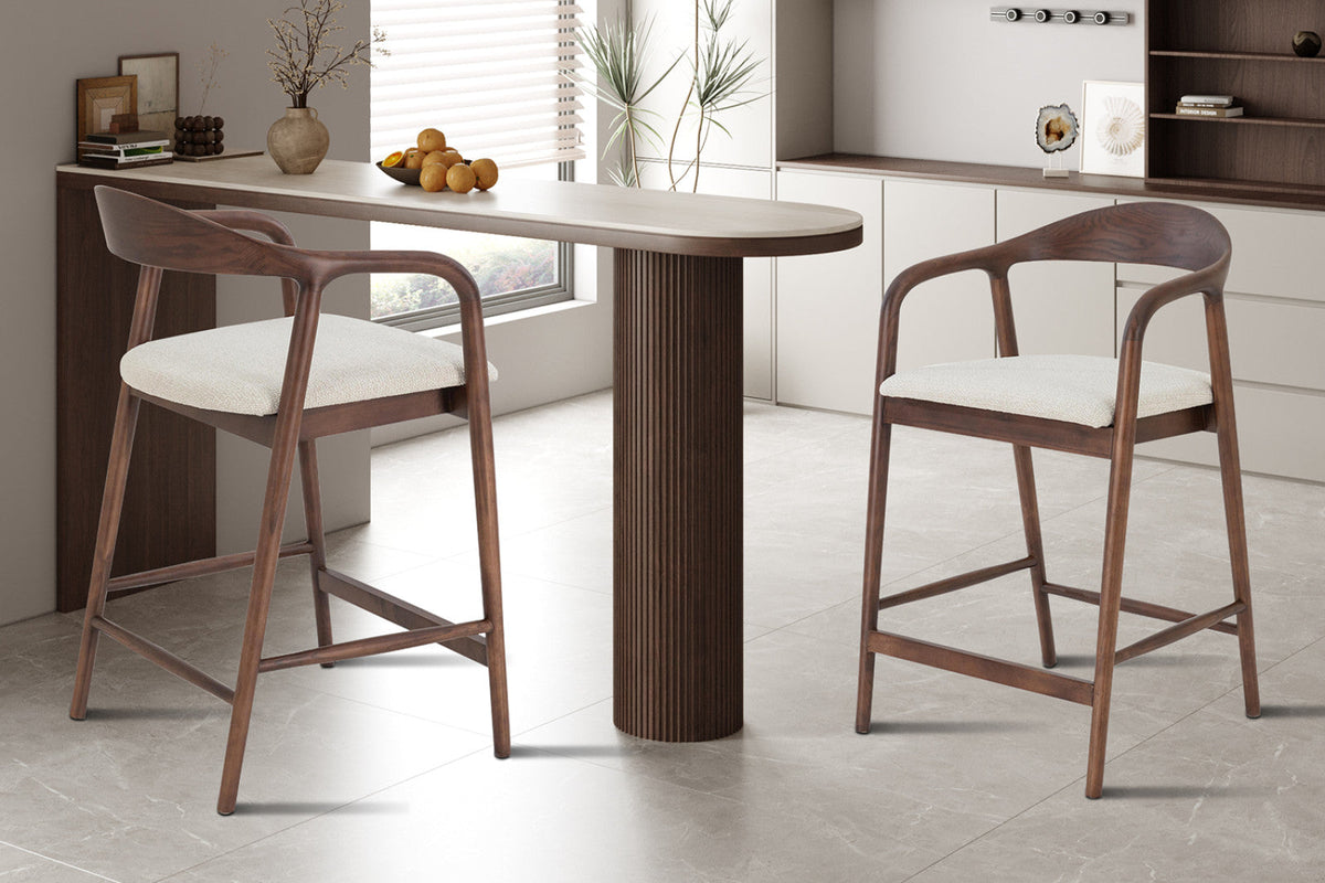 Chaise de comptoir Claire – Frêne noyer – vue 2