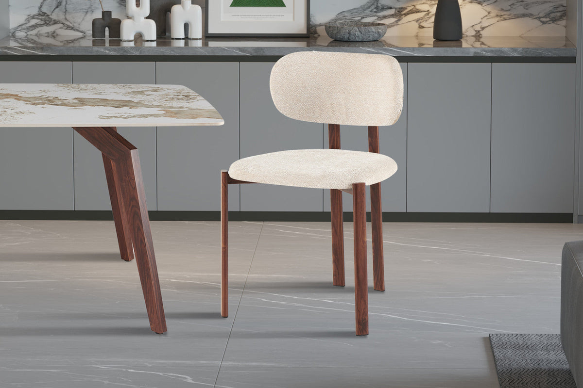 Chaise Jade – noyer, tissu beige