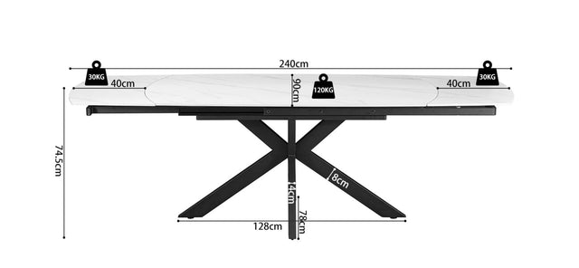 Table extensible 'Ares' 160-240 cm Ovale Danoise Pierre Blanc - 51940_1