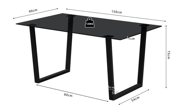 Table 'Boaz' 150 cm Rectangulaire Verre - 50215