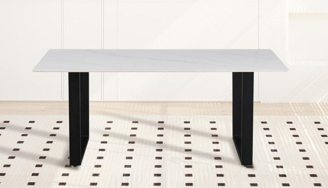 Table 'Poseidon' 180 cm Pierre Brillante Rectangulaire Blanc - 51948_1
