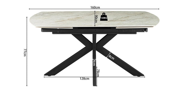 Table extensible 'Ares' 160-240 cm Ovale Danoise Brillant Pierre Beige - 51940_6