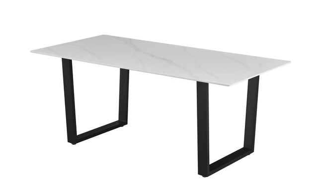Table 'Poseidon' 180 cm Pierre Brillante Rectangulaire Blanc - 51948_1