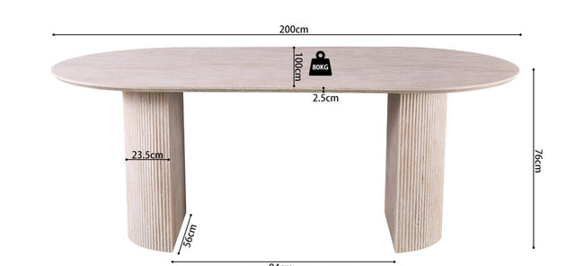 Table 'Lagos' 200 cm Ovale Décor Travertin Beige - 51820_3