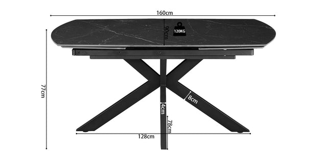 Table extensible 'Ares' 160-240 cm Ovale Danoise Pierre Noir - 51940_2