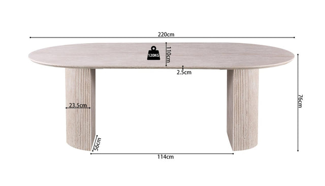 Table 'Lagos' 220 cm Ovale Décor Travertin Beige - 51823_3