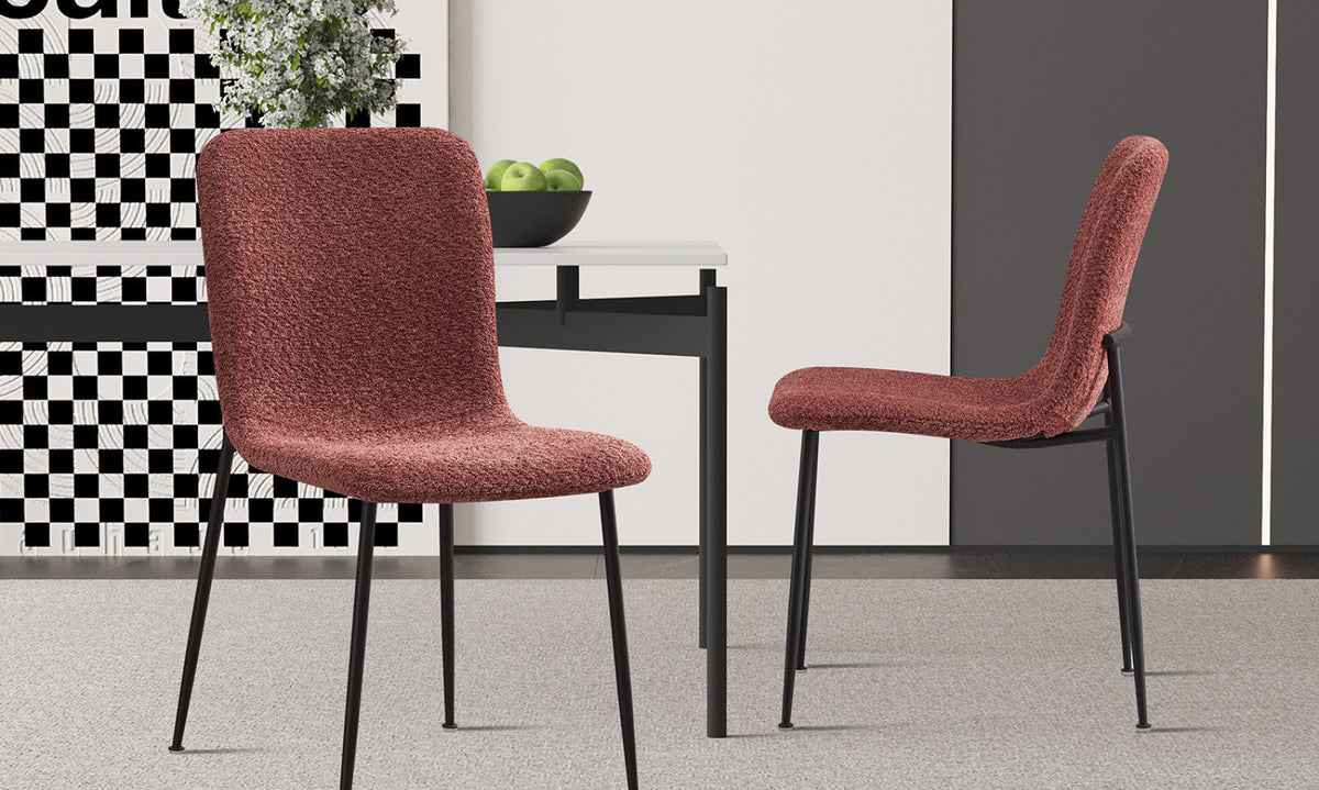 Chaise Alice – Bouclé rose – vue 2