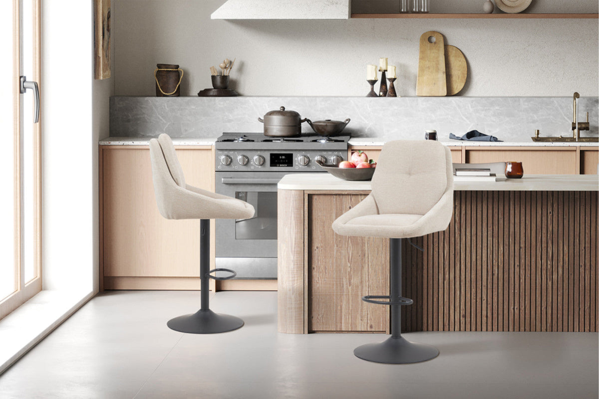 Chaise de bar pivotante Sabine – Écru – vue 4