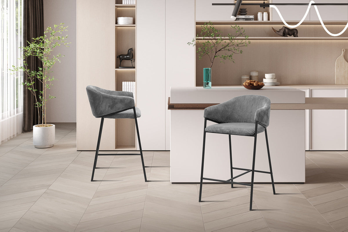 Chaise de comptoir Hugo – Gris foncé – vue 4