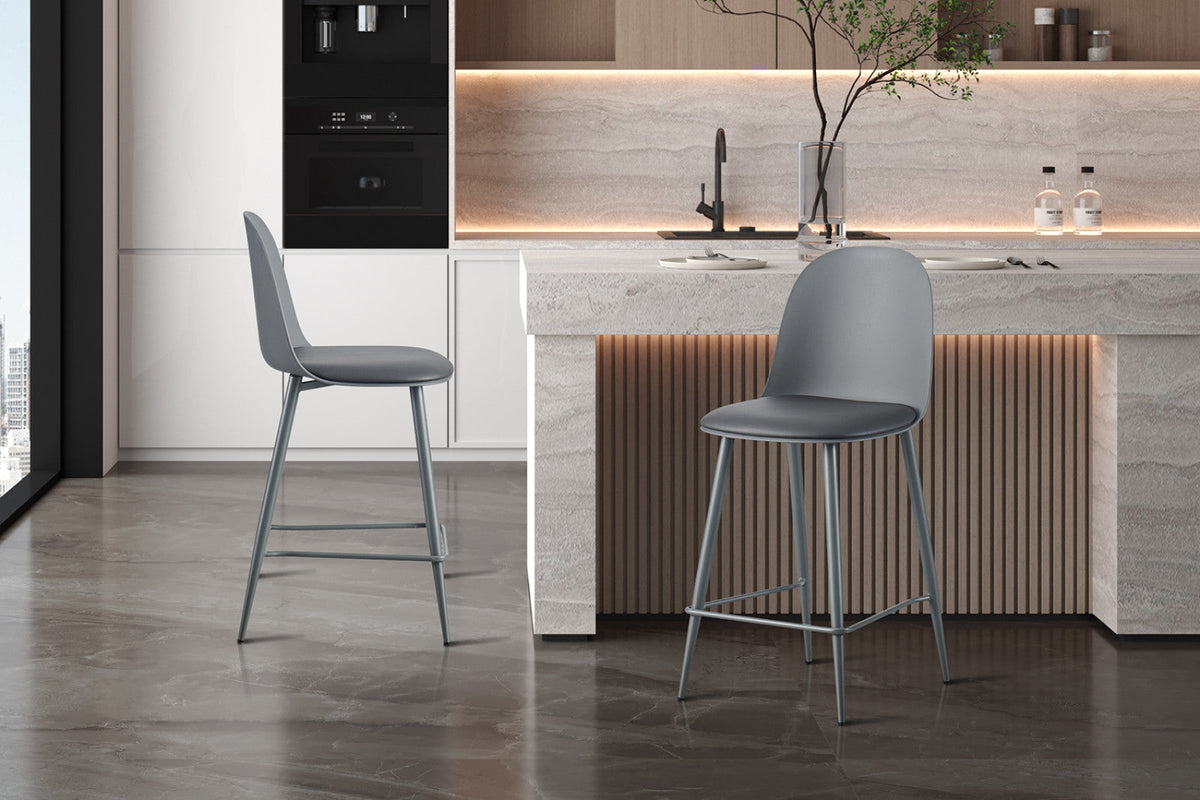 Chaise de comptoir Jasmin – Gris – vue 4