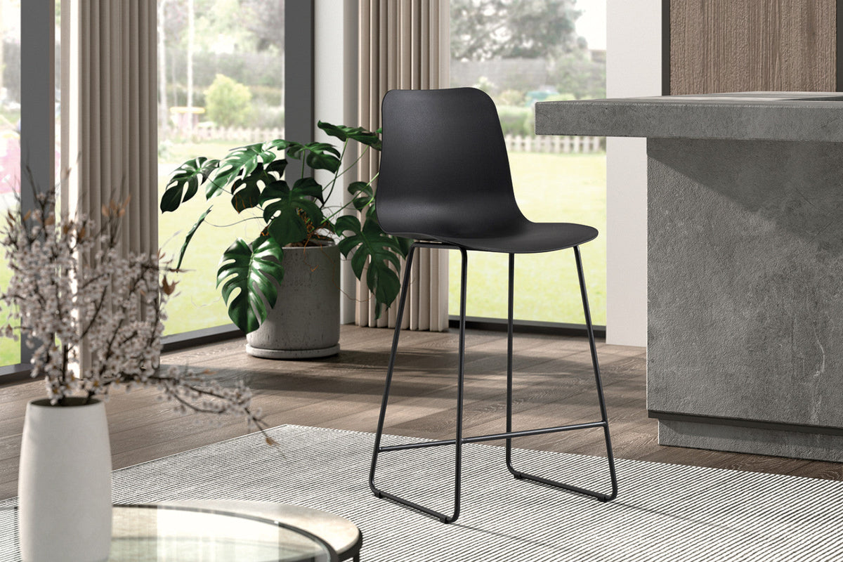 Chaise de comptoir Marie – Noir – vue 3